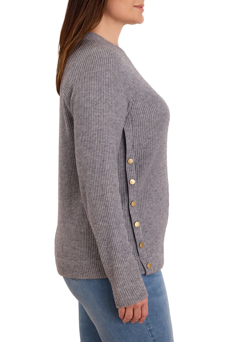 Side Button Waffle Knit Top, Alternate, color, SLATE