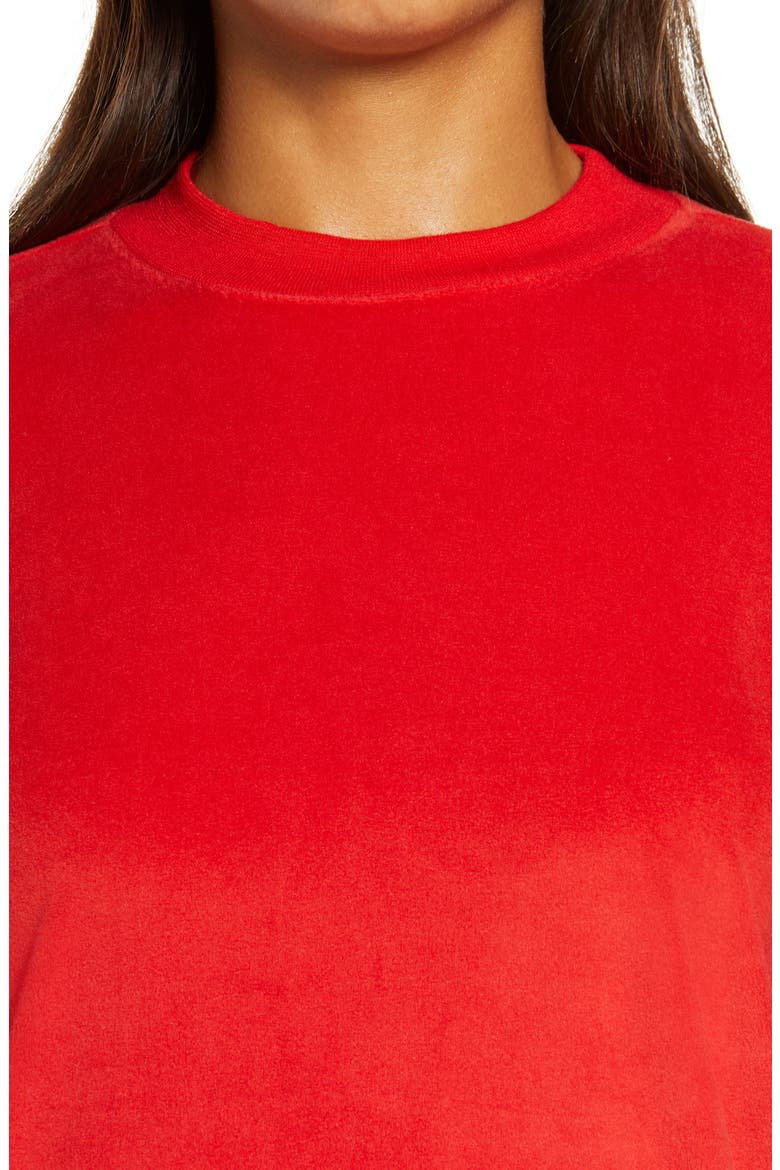 Silky Velour Mock Neck Top, Alternate, color, RED HOT
