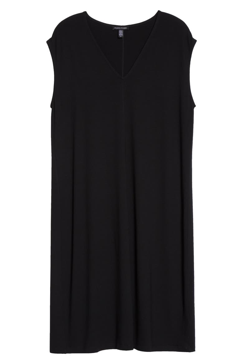 V-Neck Sleeveless Knit Dress, Alternate, color, BLACK