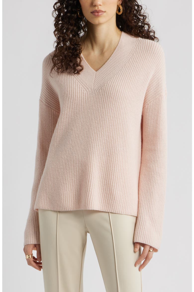Relaxed Fit Wool & Cashmere Sweater, Main, color, PINK WISP