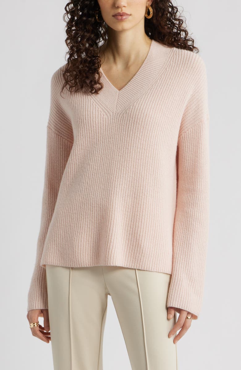 Nordstrom Relaxed Fit Wool 
Cashmere Sweater, Main, color, Pink Wisp