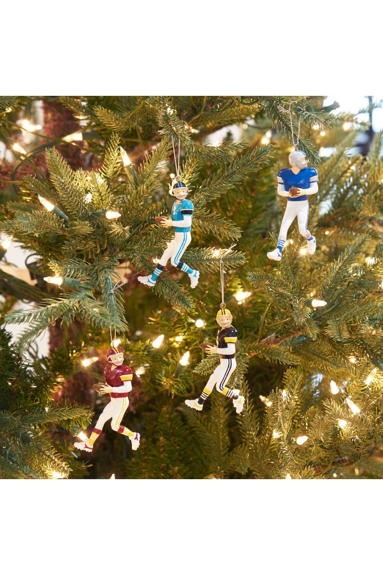 Football Player Ornaments Set of 4, Alternate, color, White
