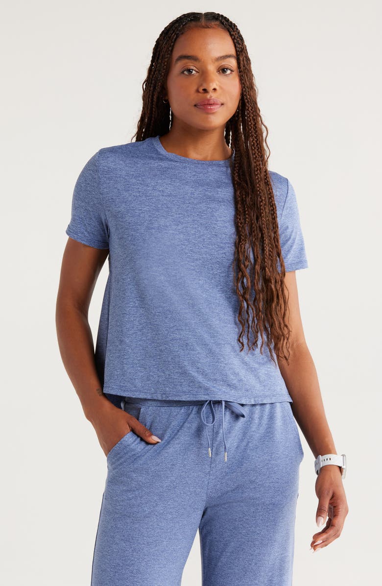 Zella Restore Soft Lite Relaxed Tee, Main, color, Blue Tempest