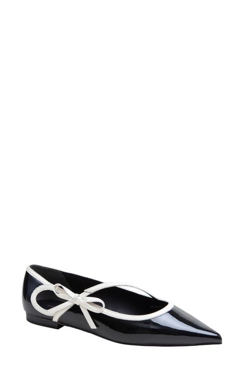 Nuri Bow Pointed Toe Patent Flat (Women)