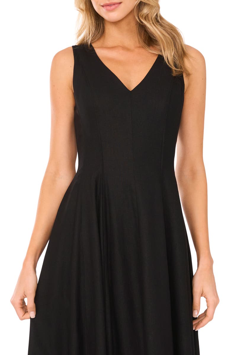 Ted Baker Pleated Waist Sleeveless Linen Blend Maxi Dress, Alternate, color, Rich Black