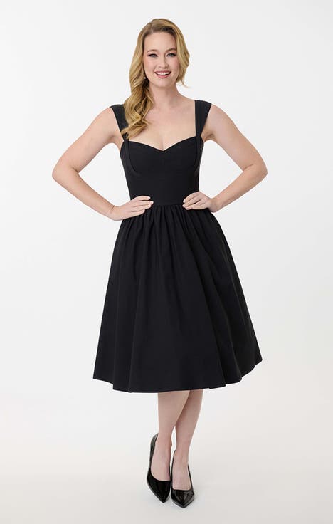 1950s Sweetheart Sleeveless Swing Dress