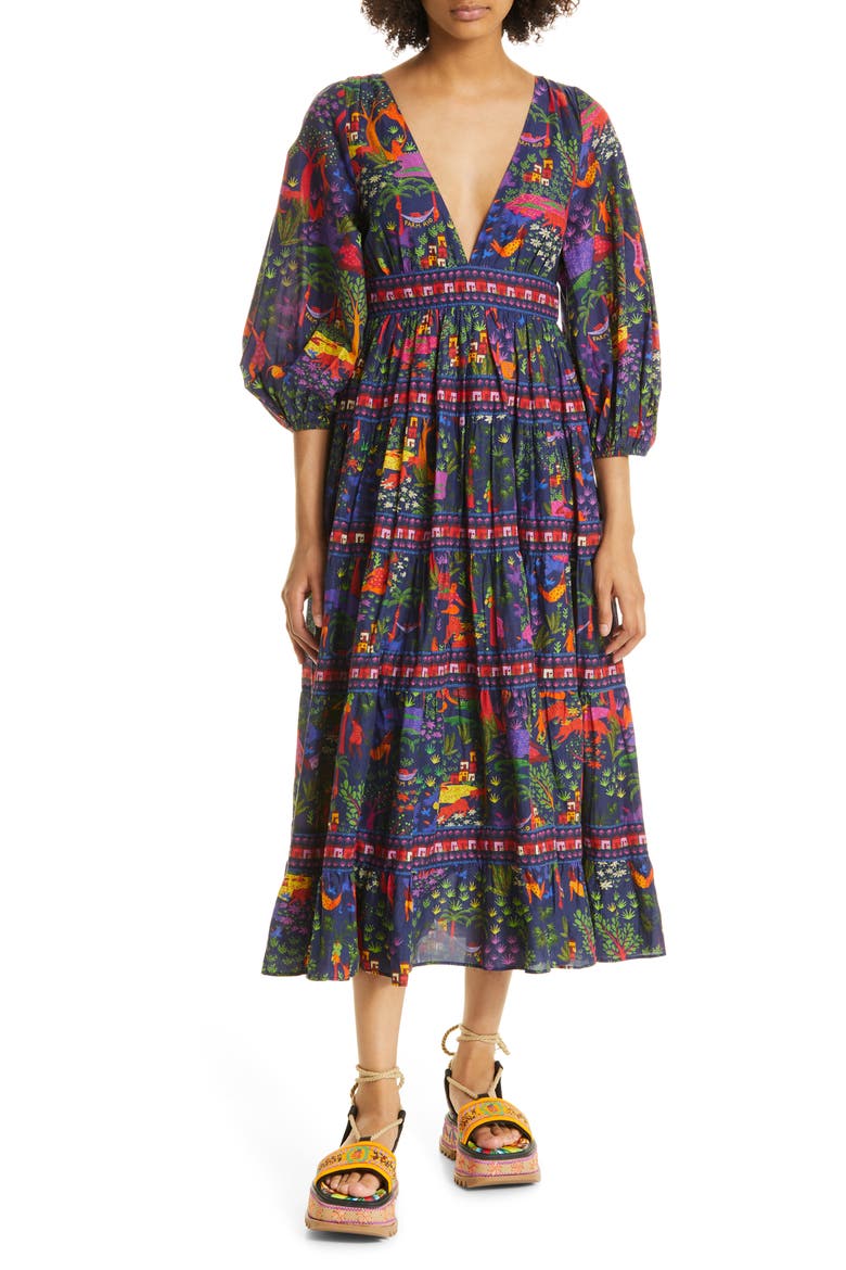 Animal Utopia Puff Sleeve Maxi Dress, Main, color, ANIMAL UTOPIA