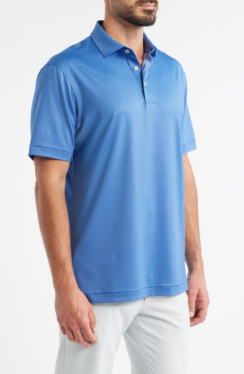 Peter Millar Axle Geometric Print Performance Jersey UPF50+ Polo, Alternate, color, Sport Navy