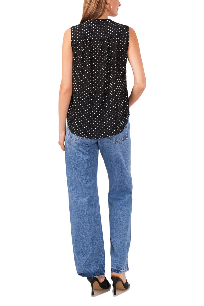 Polka Dot Sleeveless Blouse, Alternate, color, RICH BLACK