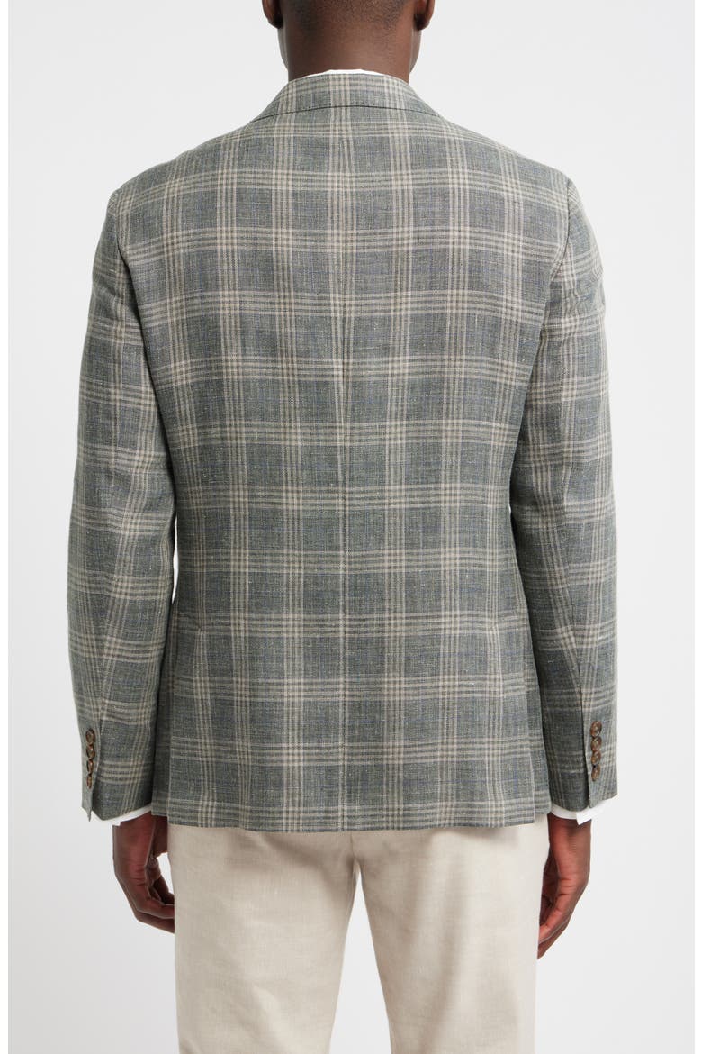 Henrik Trim Fit Plaid Slub Linen & Cotton Blend Sport Coat, Alternate, color, GREEN ENZO PLAID