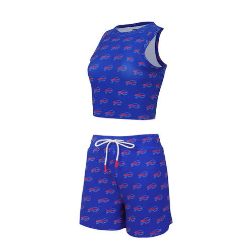 Concepts Sport Buffalo Bills Gauge Allover Print Cropped Tank Top & Shorts Sleep Set