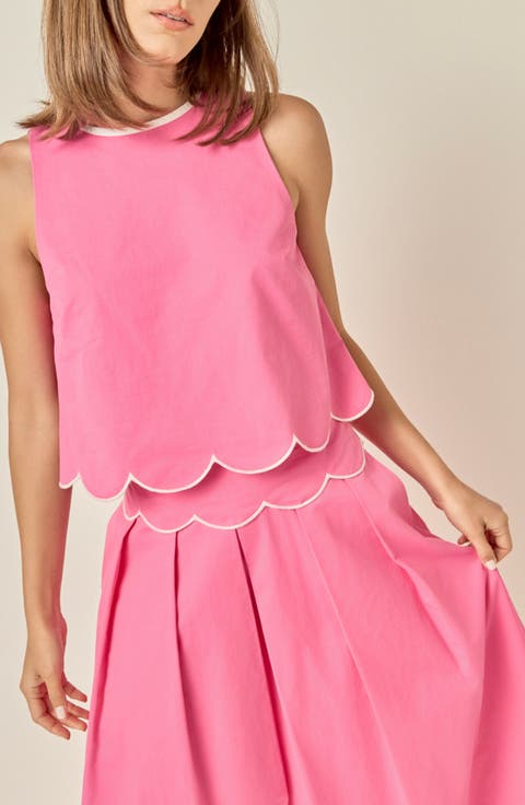 Scalloped Hem Cotton Tank