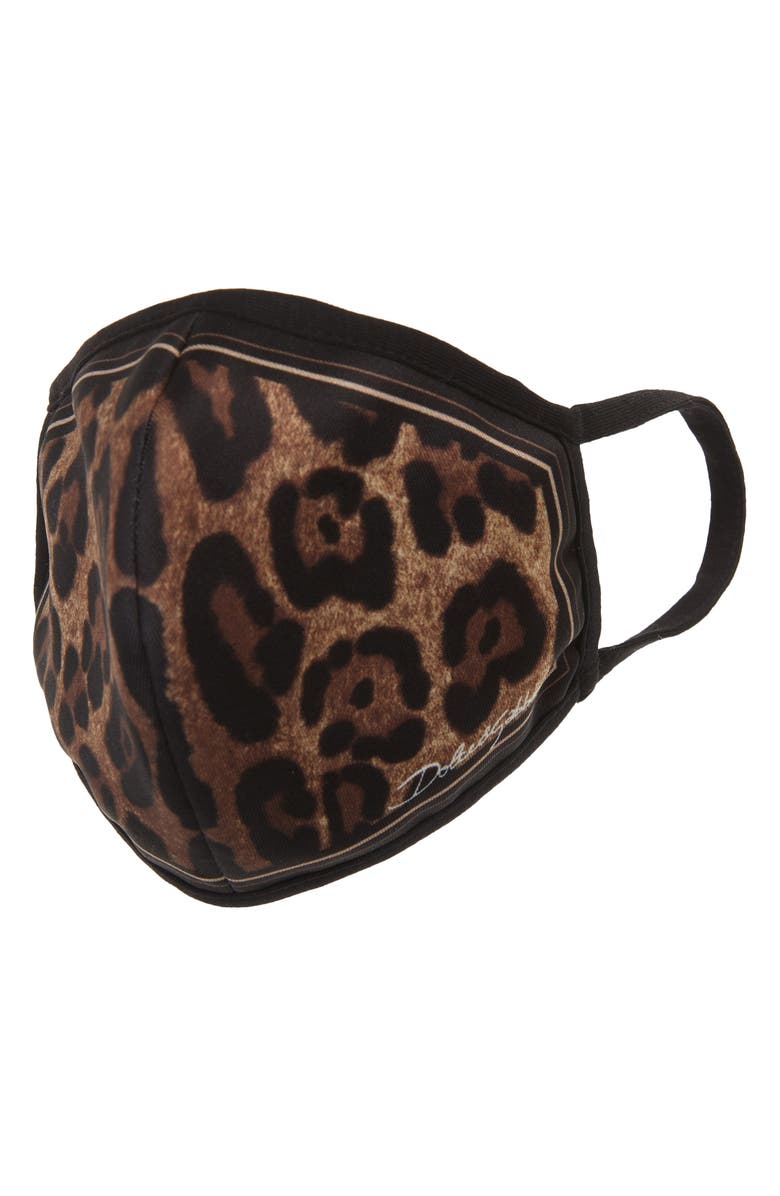 Dolce&Gabbana Adult Leopard Print Contoured Face Mask, Main, color,