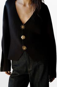 MANGO Mixed Button Cardigan