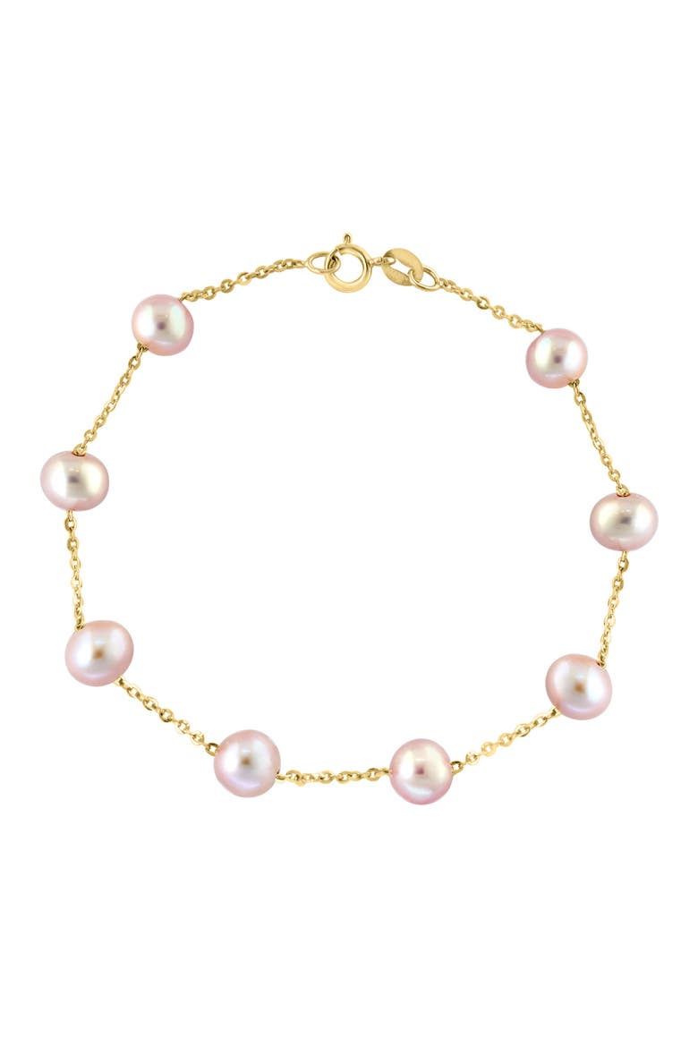 14K Rose Gold Pink Freshwater Pearl Bracelet, Main, color, PINK