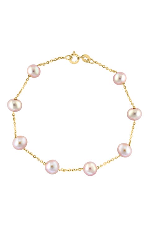 14K Rose Gold Pink Freshwater Pearl Bracelet