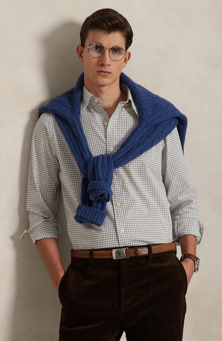 Polo Ralph Lauren Classic Fit Check Cotton Poplin Button-Down Shirt, Alternate, color, 6974B Cream Wine Multi