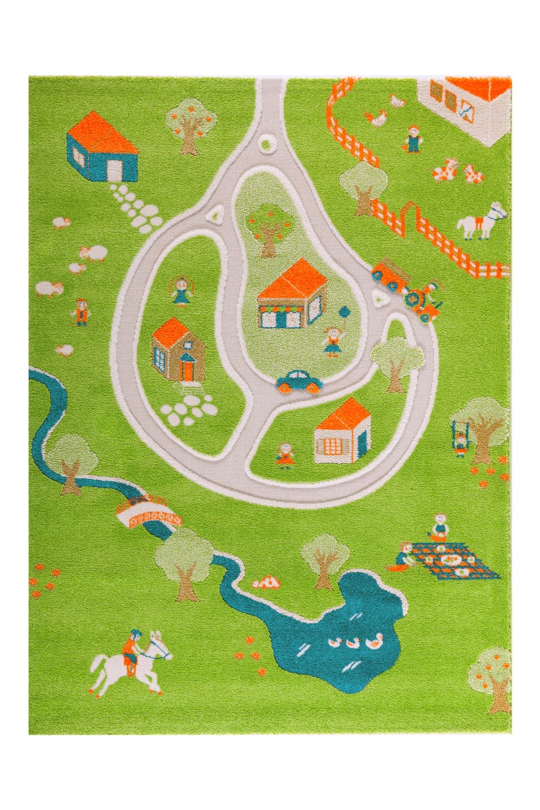 Farm Play Rug, Main, color, GREEN