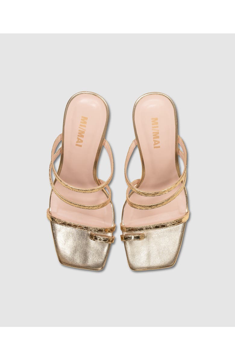MI/MAI Sorento Square Toe Leather Sandal, Alternate, color, Gold