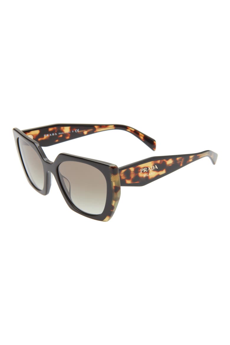54mm Gradient Rectangle Sunglasses, Alternate, color, BLACK/MEDIUM TORTOISE/ GREY