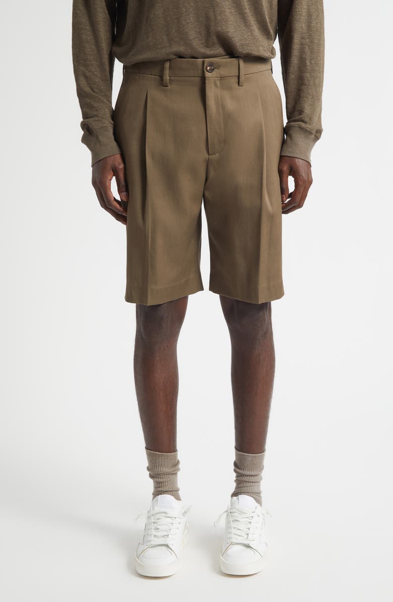 Golden Goose Journey Pleated Virgin Wool Bermuda Shorts, Main, color, Cub