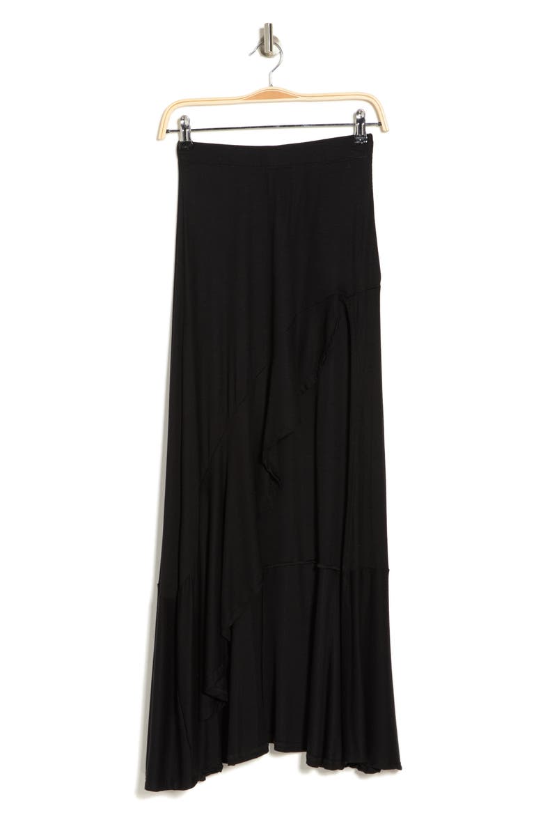 Ruffle Side High-Low Skirt, Alternate, color, BLACK