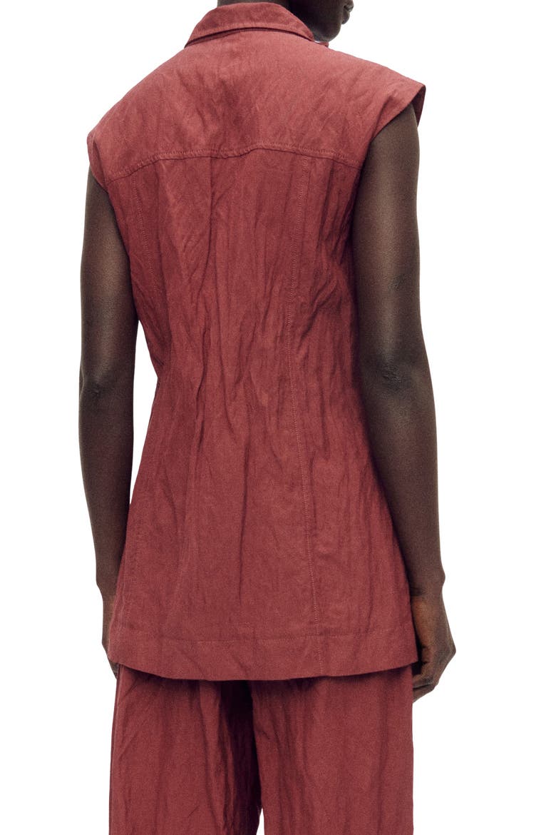 Wrinkle Effect Longline Vest, Alternate, color, WINE
