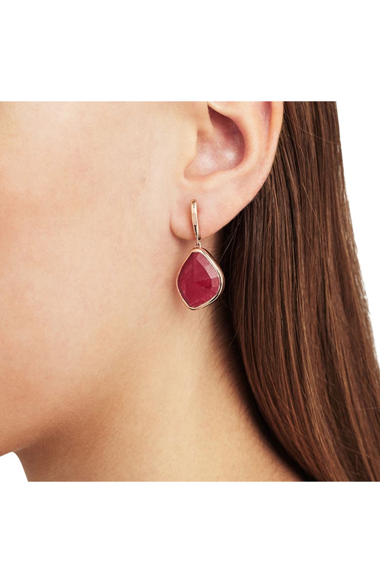 Monica Vinader Siren Nugget Semiprecious Stone Drop Earrings, Alternate, color, Pink Quartz/ Rose Gold