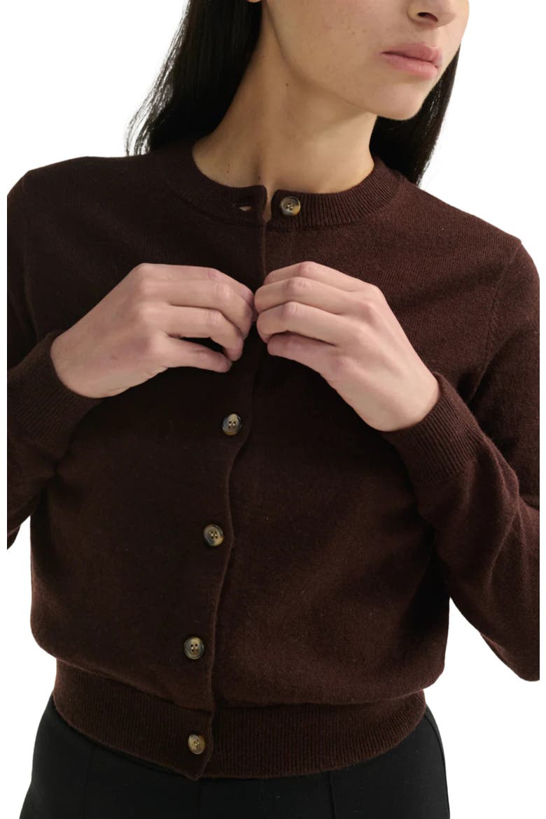 Classic Crew Wool Cardigan, Alternate, color, Dark Espresso