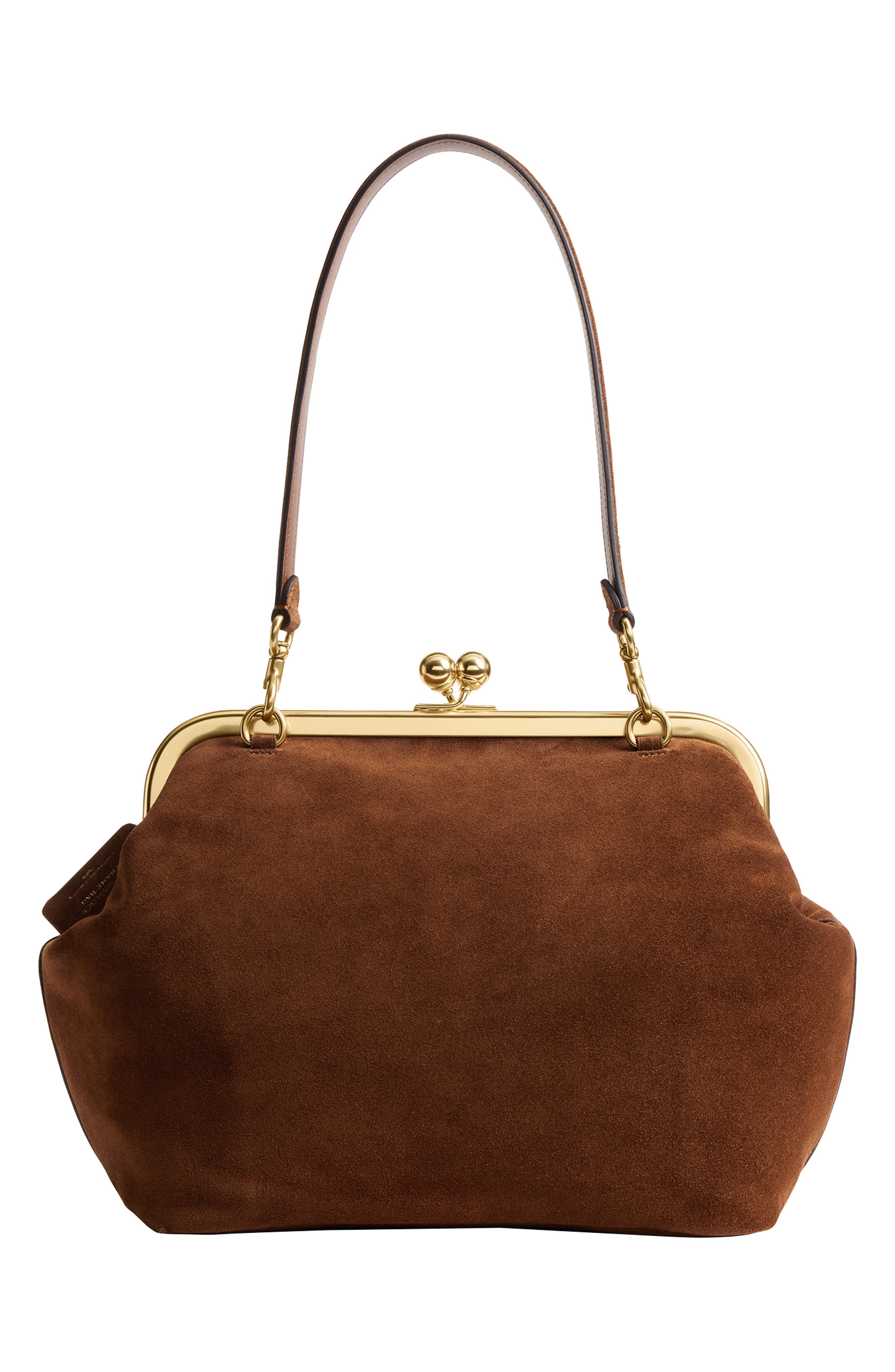 COACH Kiss Lock Frame 27 Suede Clutch, Alternate, color, 