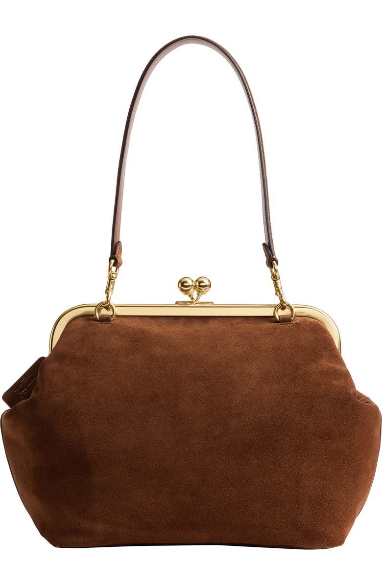 COACH Kiss Lock Frame 27 Suede Clutch, Alternate, color,