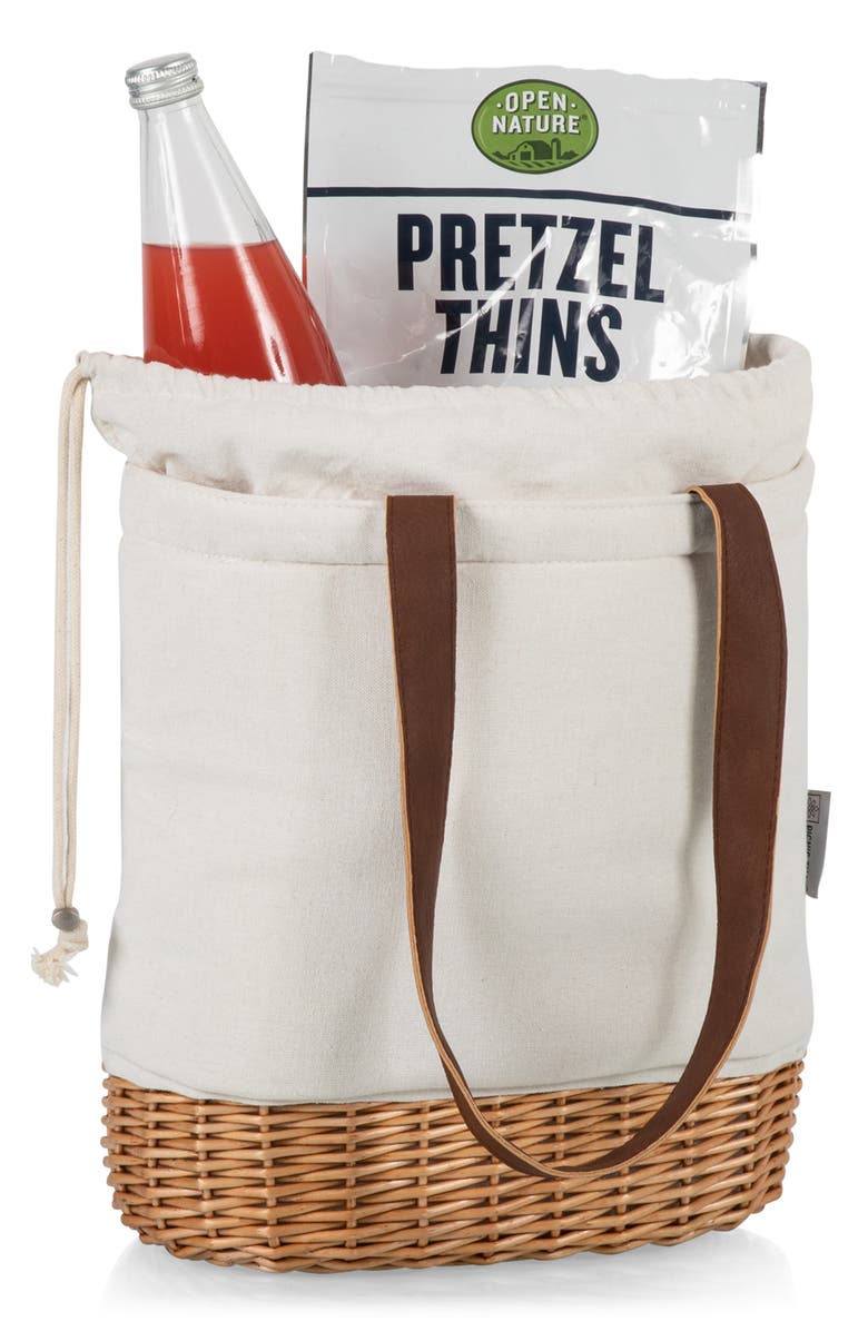 Picnic Time Pico Wicker & Canvas Insulated Lunch Tote Bag, Alternate, color, Beige