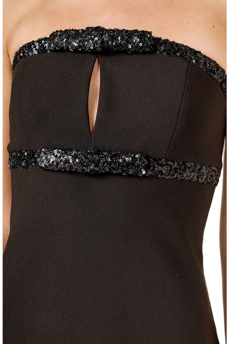 Sequin Strapless Minidress, Alternate, color, BLACK