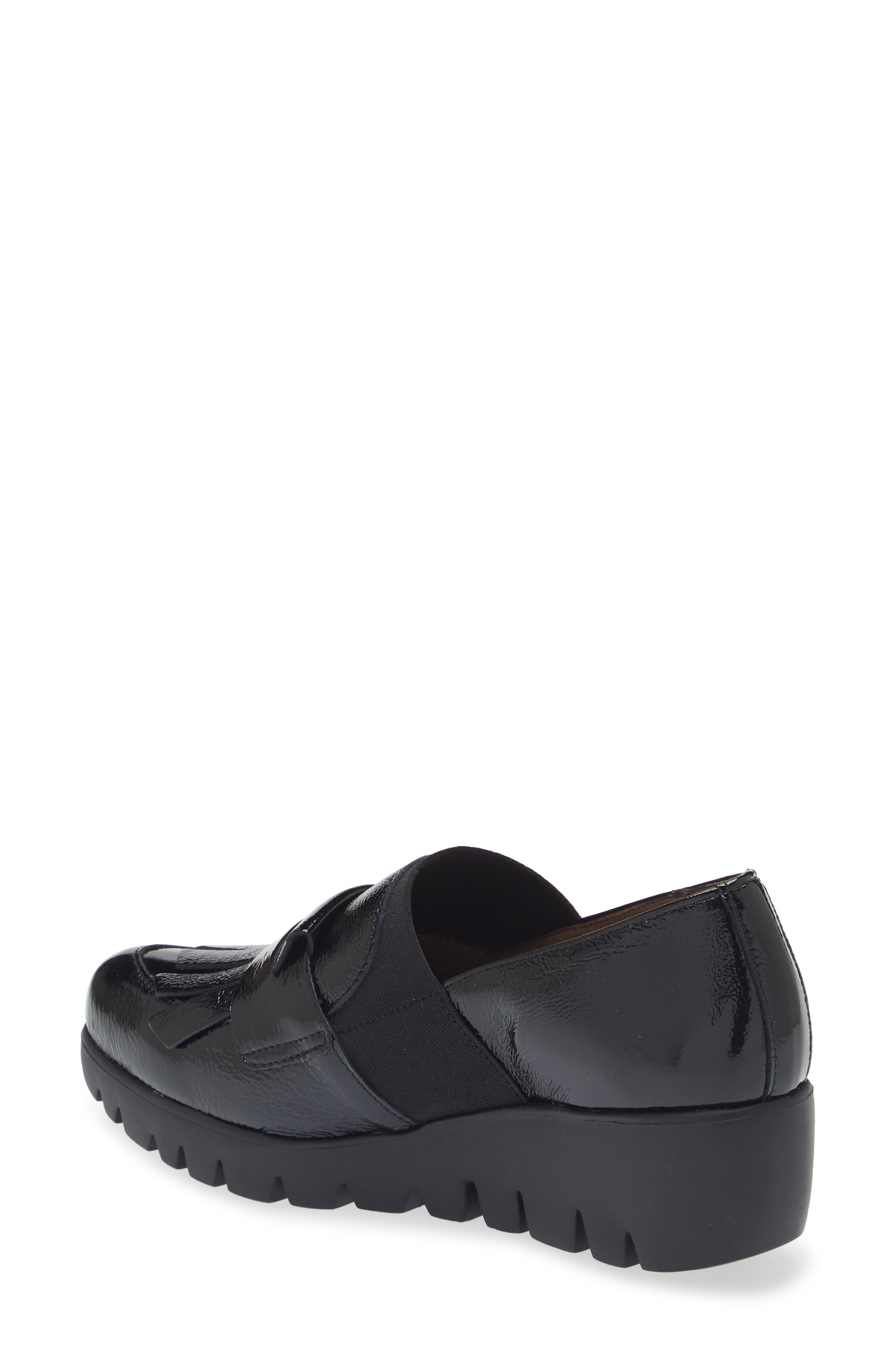 Wonders Kiltie Platform Loafer, Alternate, color, Textured Black Patent
