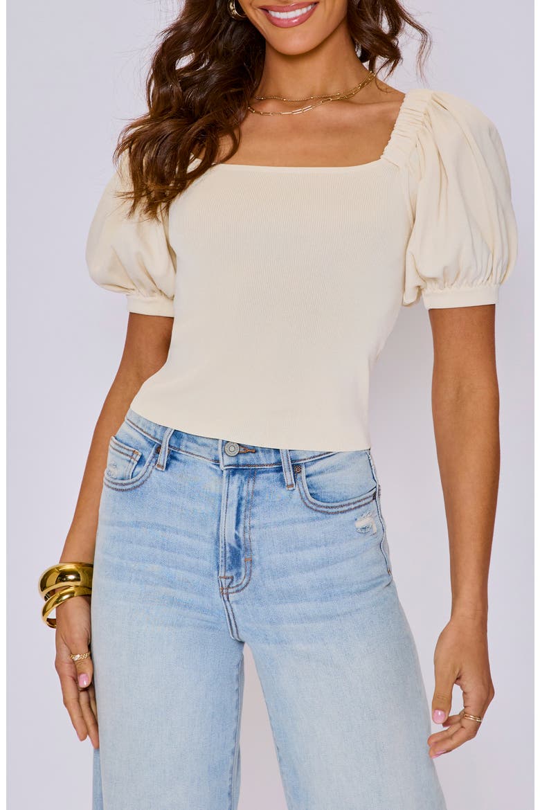 Lila Puff Sleeve Knit Top, Main, color, CREAM
