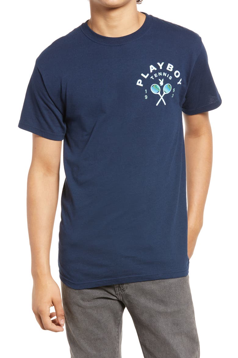 Playboy Chest Logo T-Shirt, Main, color, NAVY