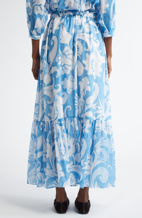 Etro Maxi Cotton Skirt With Contrasting Floral Paisley Print In Stampa Bianco