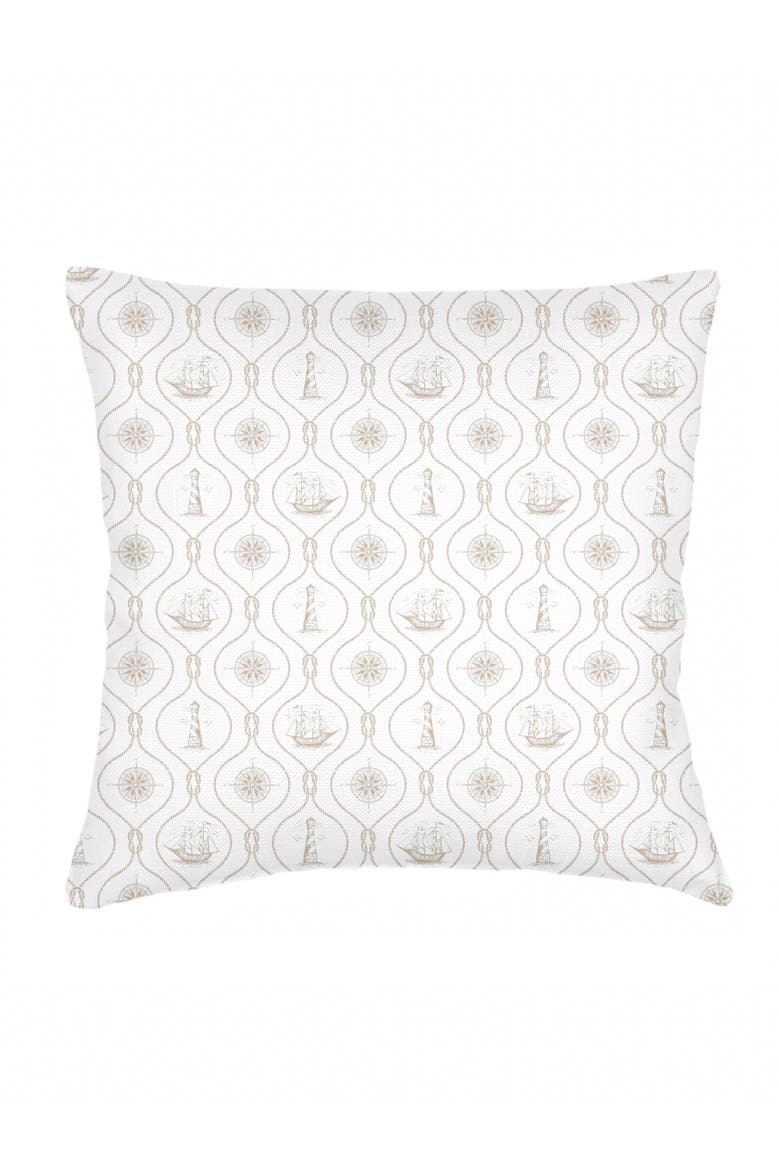 Maritime Compass Linen Pillow Cover Only, Main, color, Natural Beige