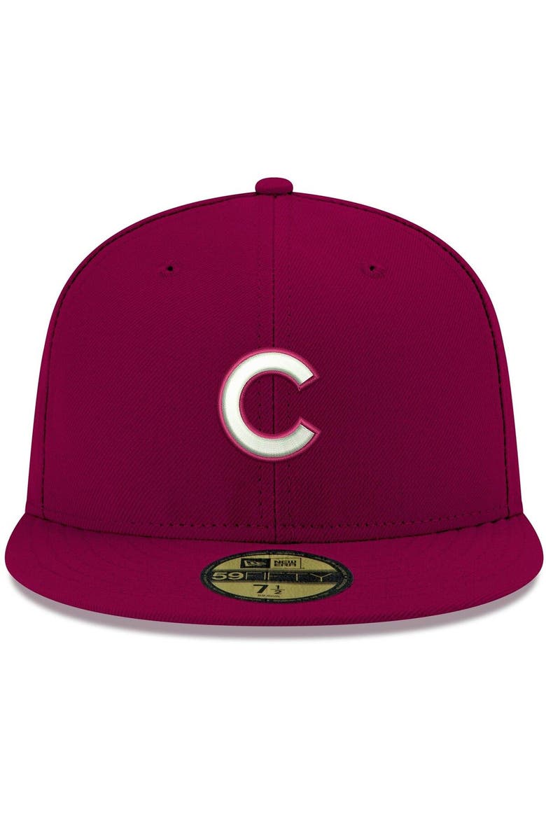 Men's New Era Cardinal Chicago Cubs White Logo 59FIFTY Fitted Hat, Alternate, color, Cardinal