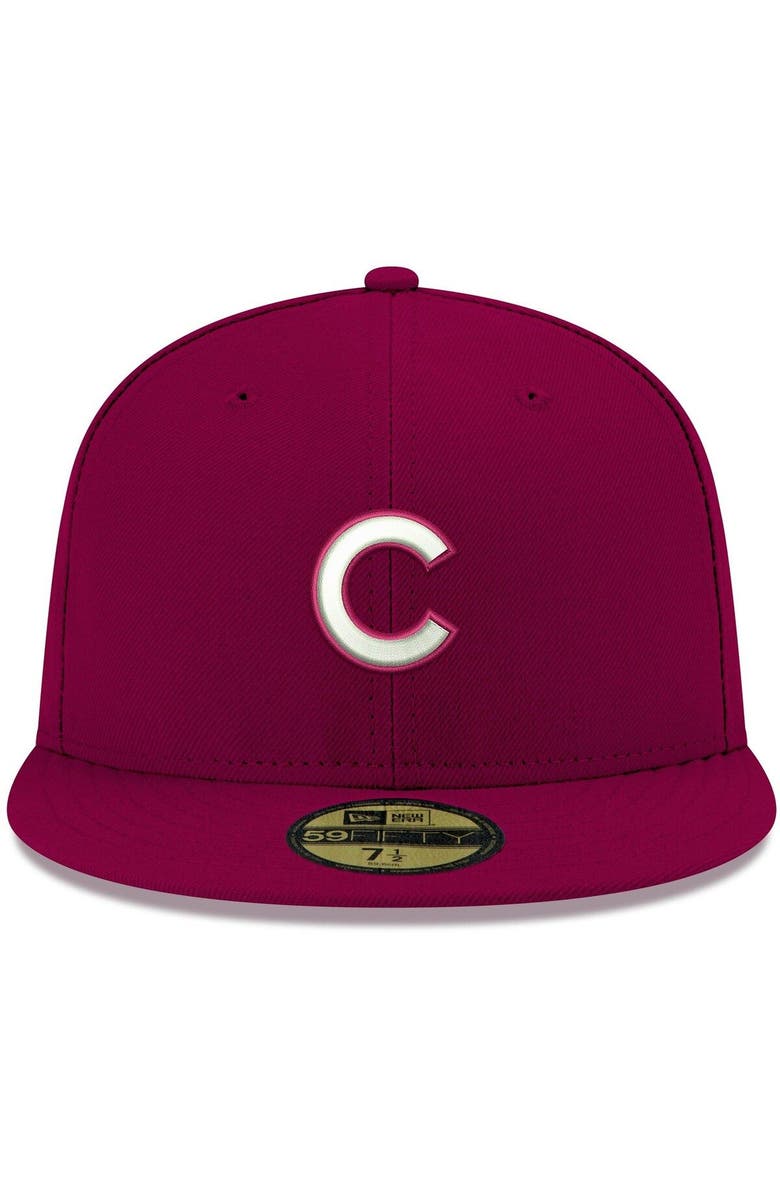 New Era Men's New Era Cardinal Chicago Cubs White Logo 59FIFTY Fitted Hat, Alternate, color, Cardinal