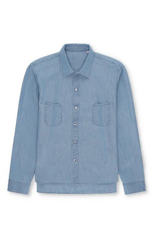 Fortela Liam Cotton Chest Pocket Shirt Stondato In Blue