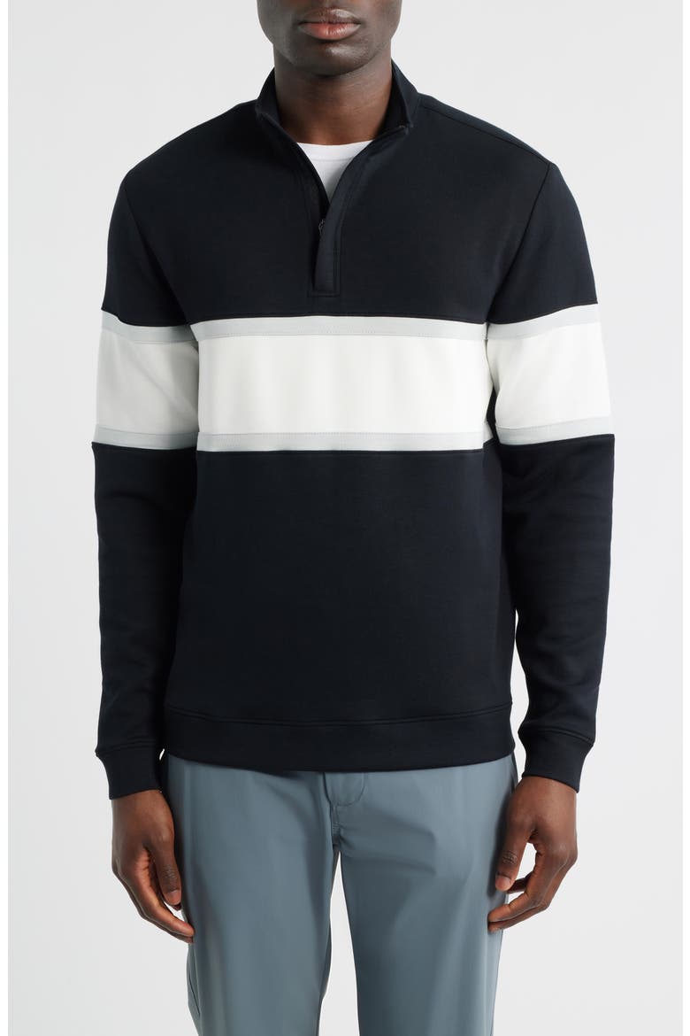 Owen Chest Stripe Golf Quarter Zip, Main, color, BLACK-WHITE