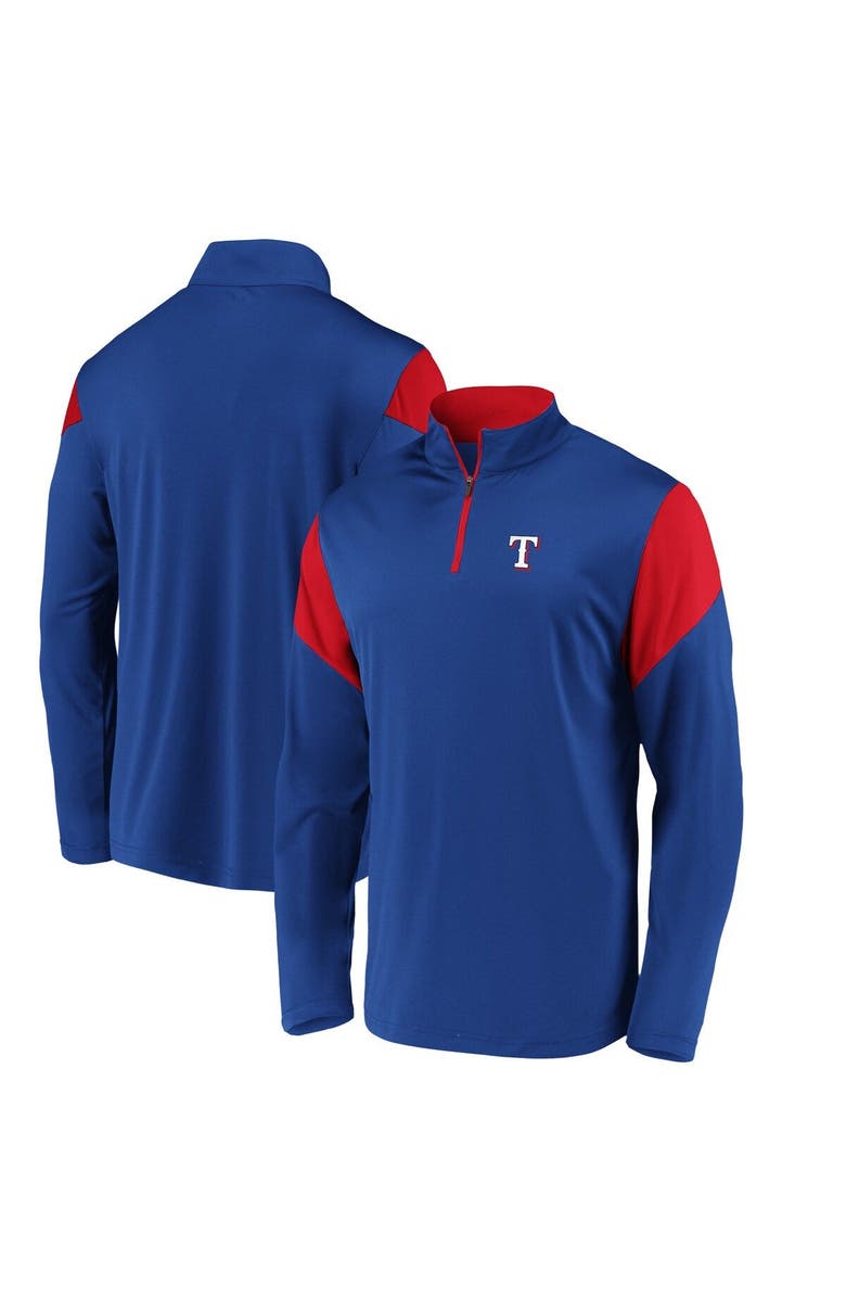 FANATICS Men's Fanatics Branded Royal Texas Rangers Primary Logo Quarter-Zip Jacket, Alternate, color, 
