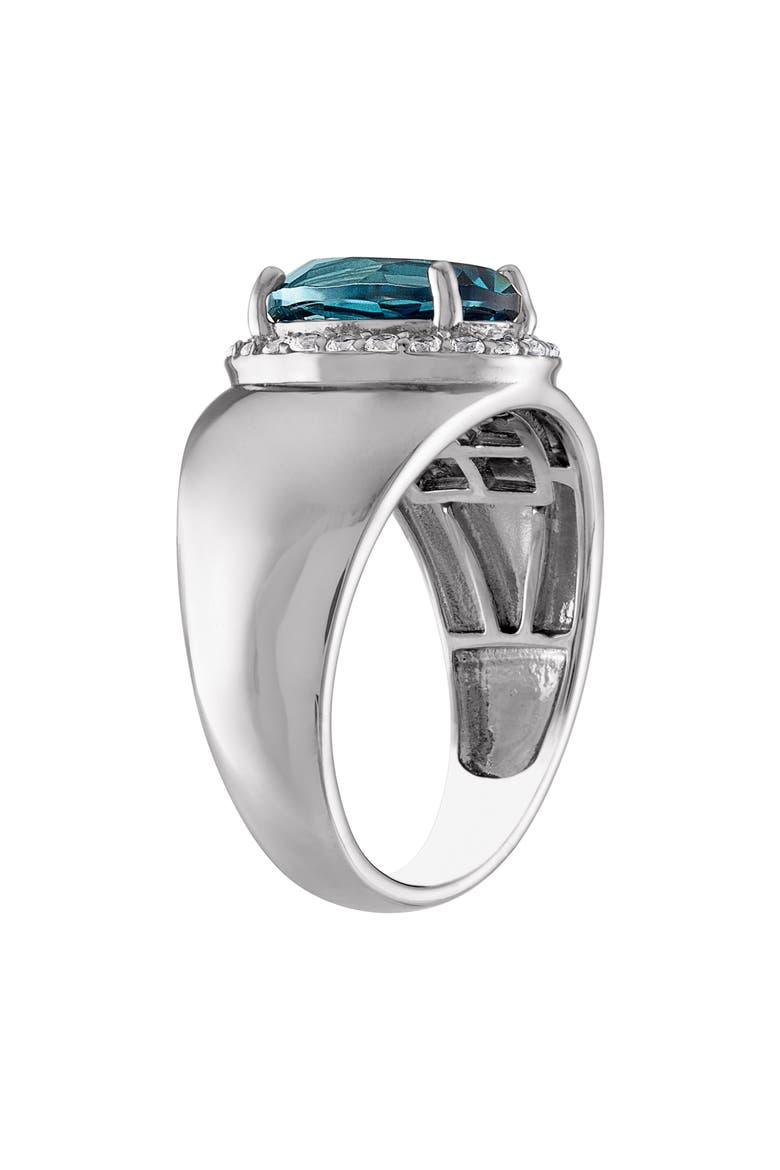 Sterling Silver London Blue Topaz & Lab Created White Sapphire Ring, Alternate, color, WHITE