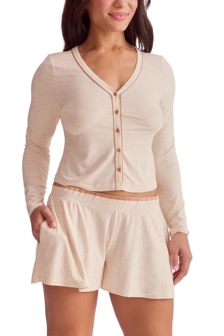 Golden Hour Short Pajama Set, Alternate, color, HONEY OAT/ ROSE GOLD