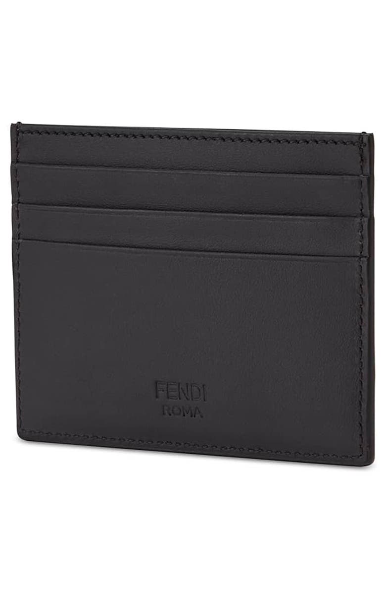 Fendi Monster Leather Card Holder, Alternate, color, 