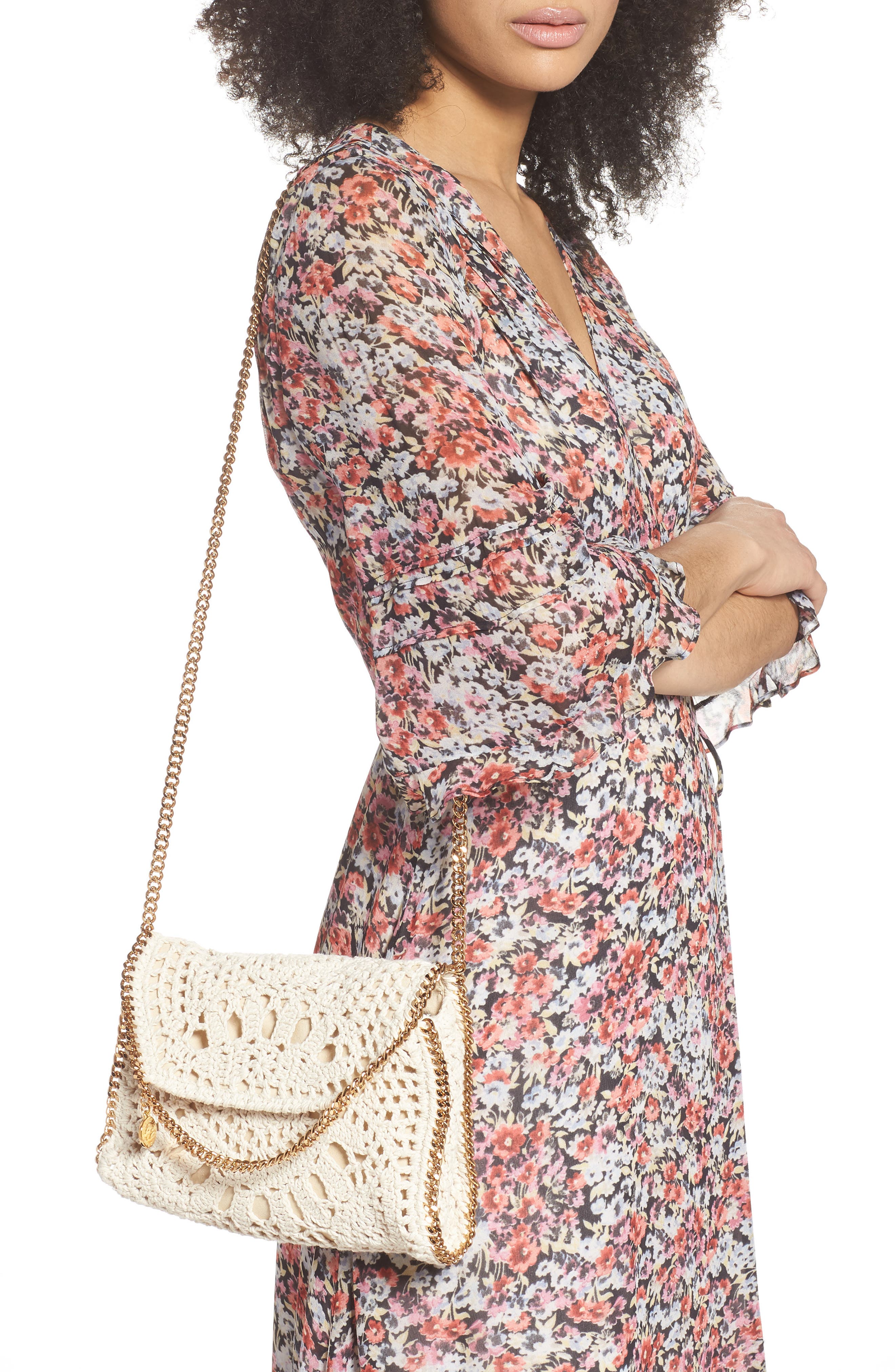 Mini Cotton Crochet Shoulder Bag, Alternate, color, BUTTER CREAM