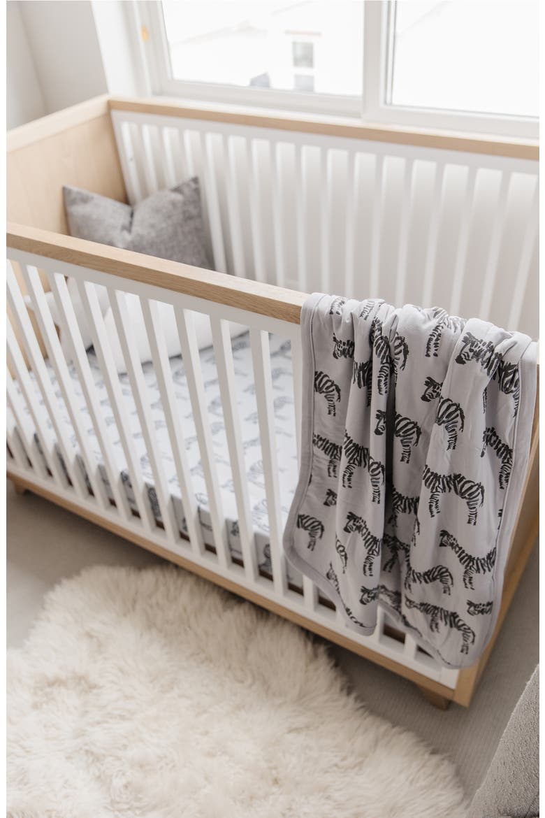 Zebra Cuddle Blanket & Fitted Crib Sheet Set, Alternate, color, GRAY