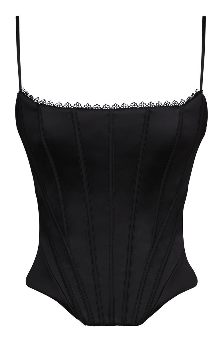 HOUSE OF CB Cadie Satin Corset Top, Alternate, color, Black