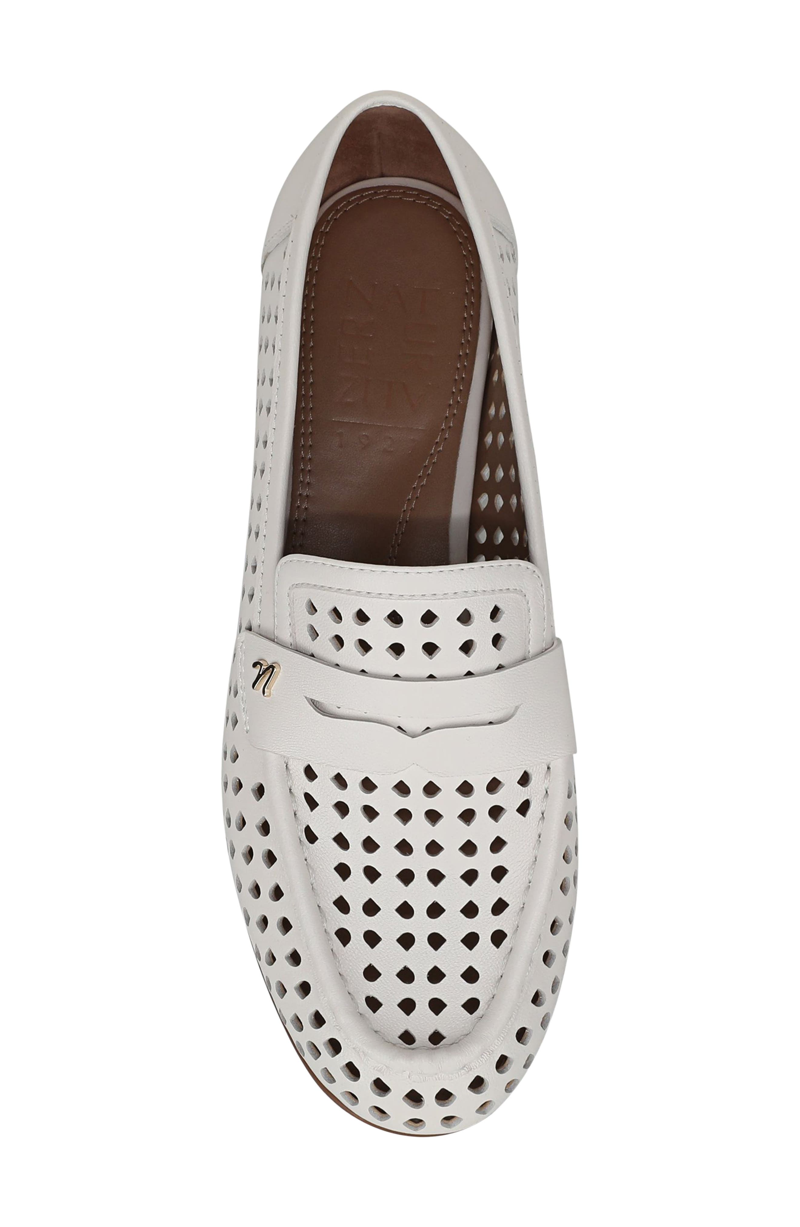 Naturalizer Bloom Perforated Penny Loafer, Alternate, color, Warm White